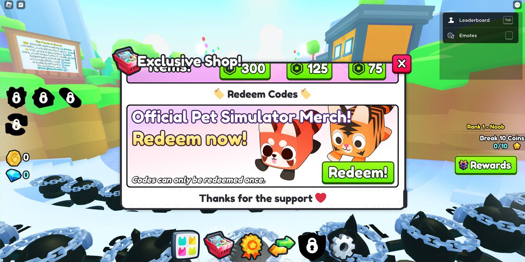 Image: In-game redeem button