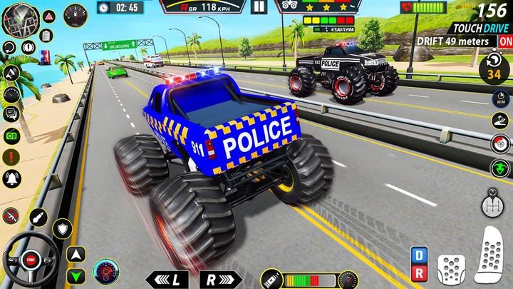 Police Monster Truck Car Games Capture d'écran 3