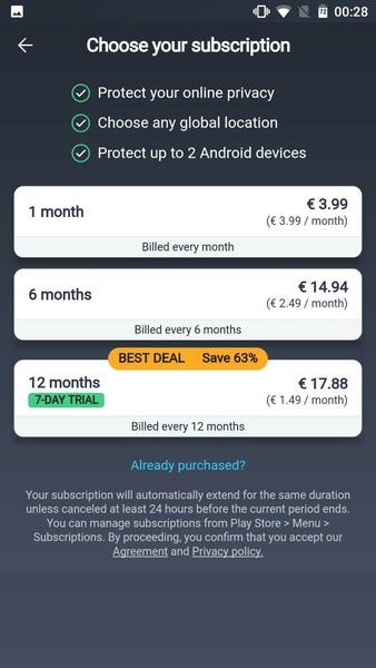 Schermata AVG Secure VPN 0