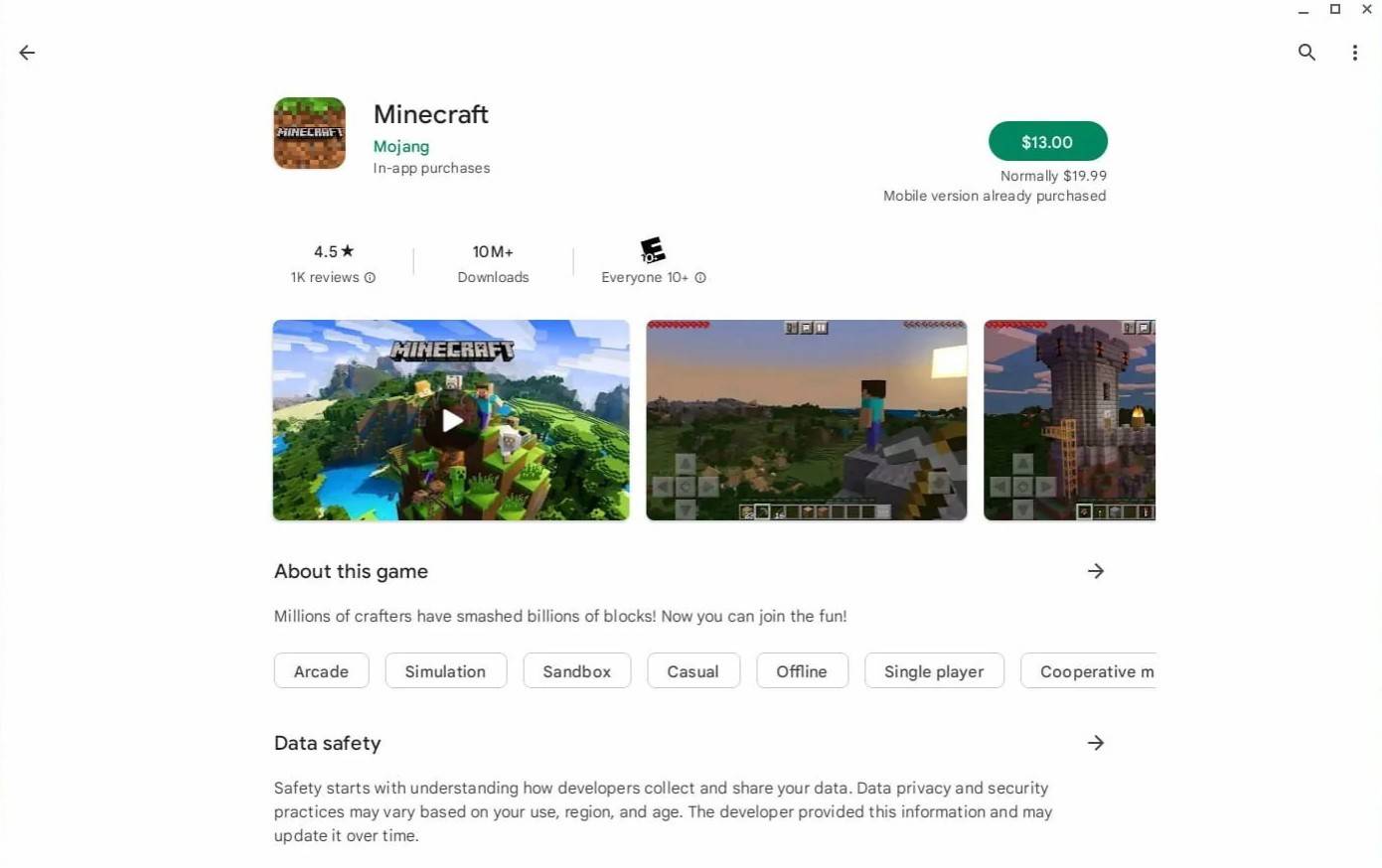 Minecraft voor Chromebook