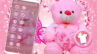 Pink Teddy Bear Theme Captura de pantalla 2