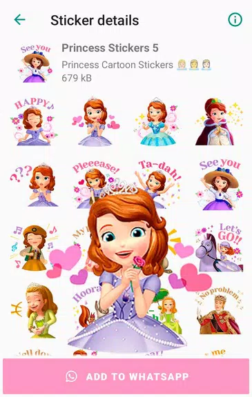 Princess Cartoon WAsticker Schermafbeelding 3