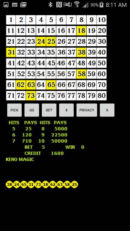 Keno Magic Screenshot 1