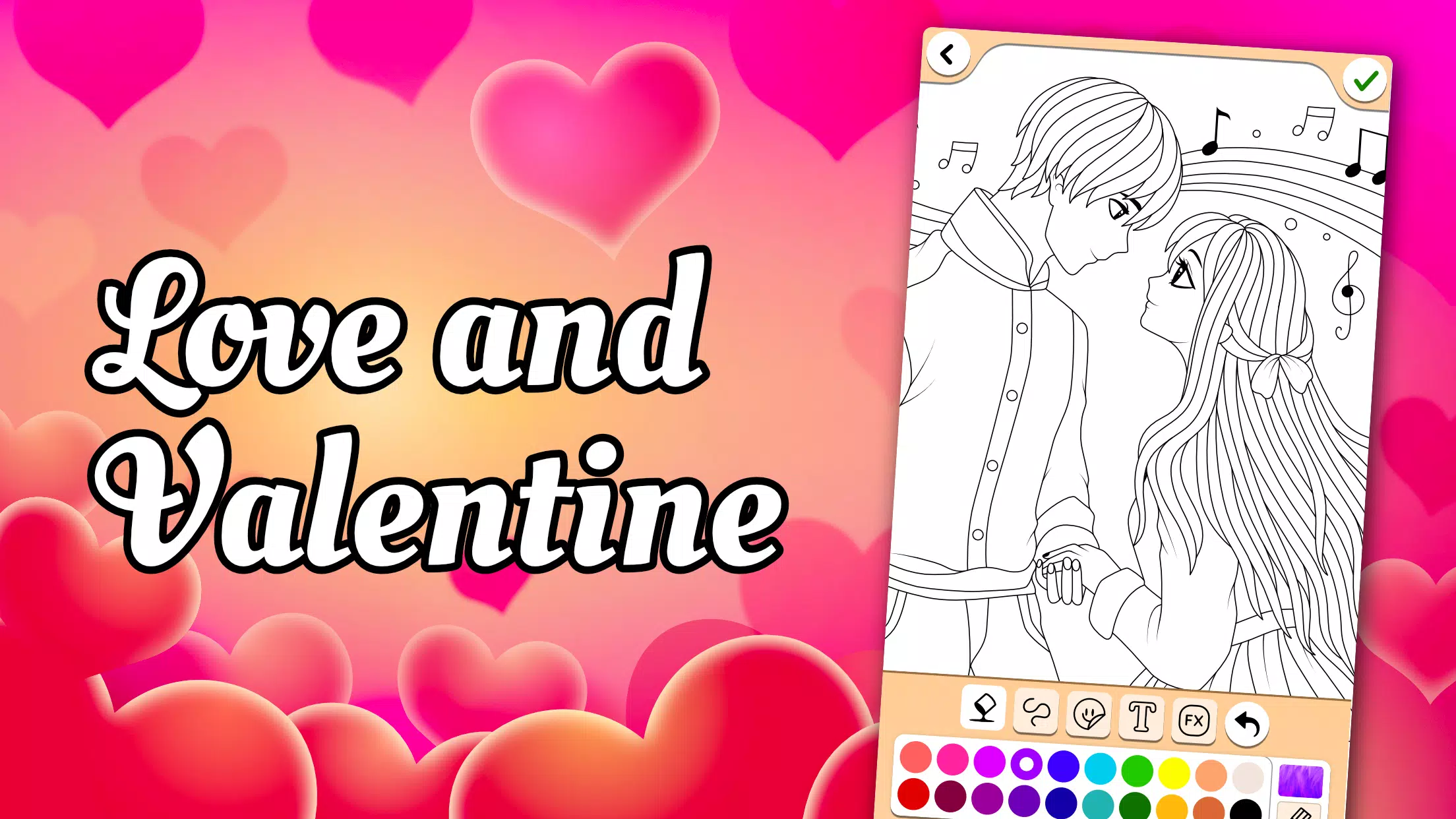 Valentines love coloring book Schermafbeelding 0