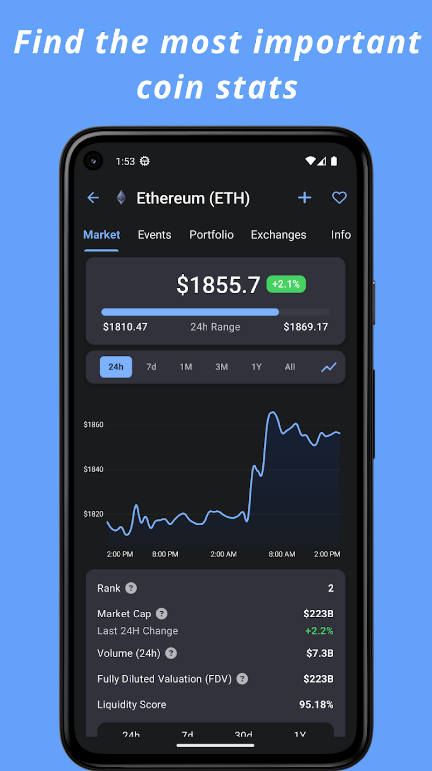 Crypto Hub Coin Stats Tracker Скриншот 3