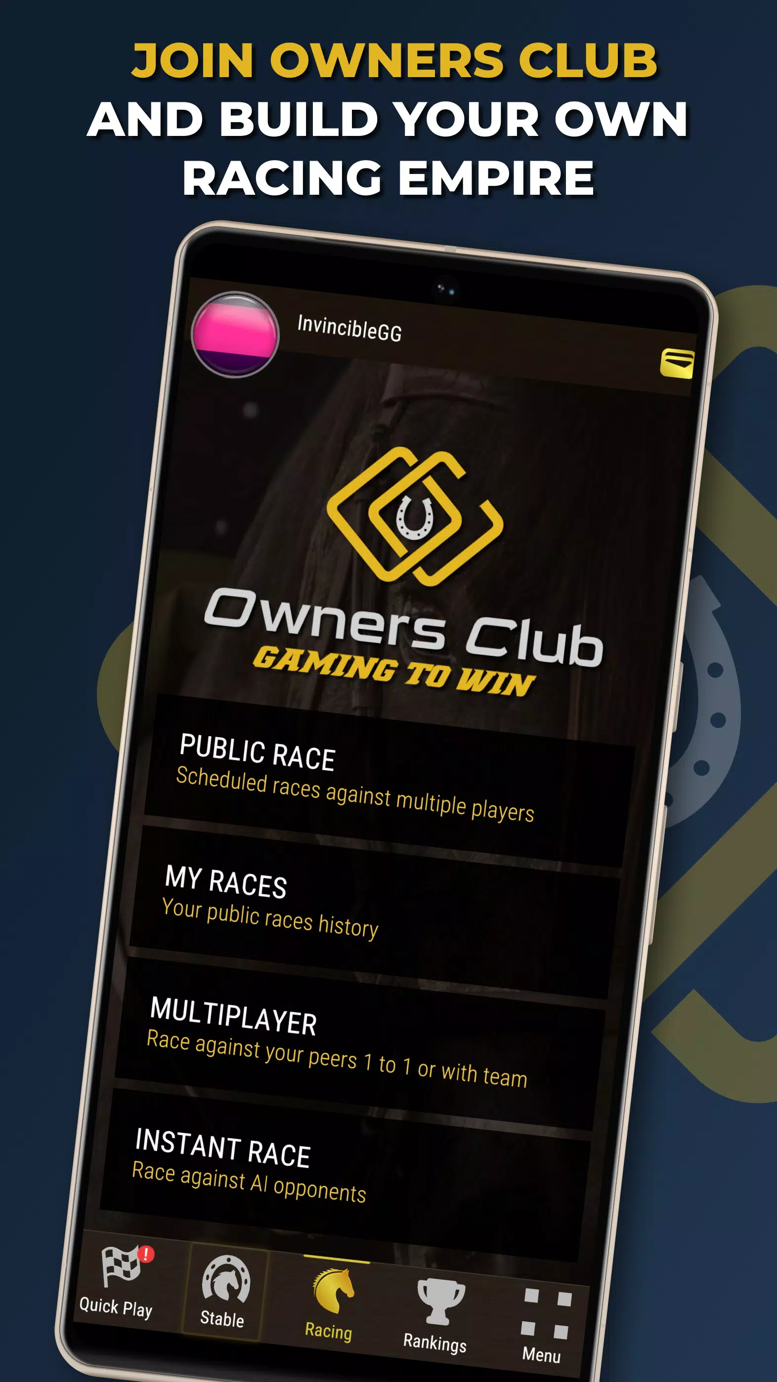 Owners Club - AI Horse Racing Capture d'écran 0