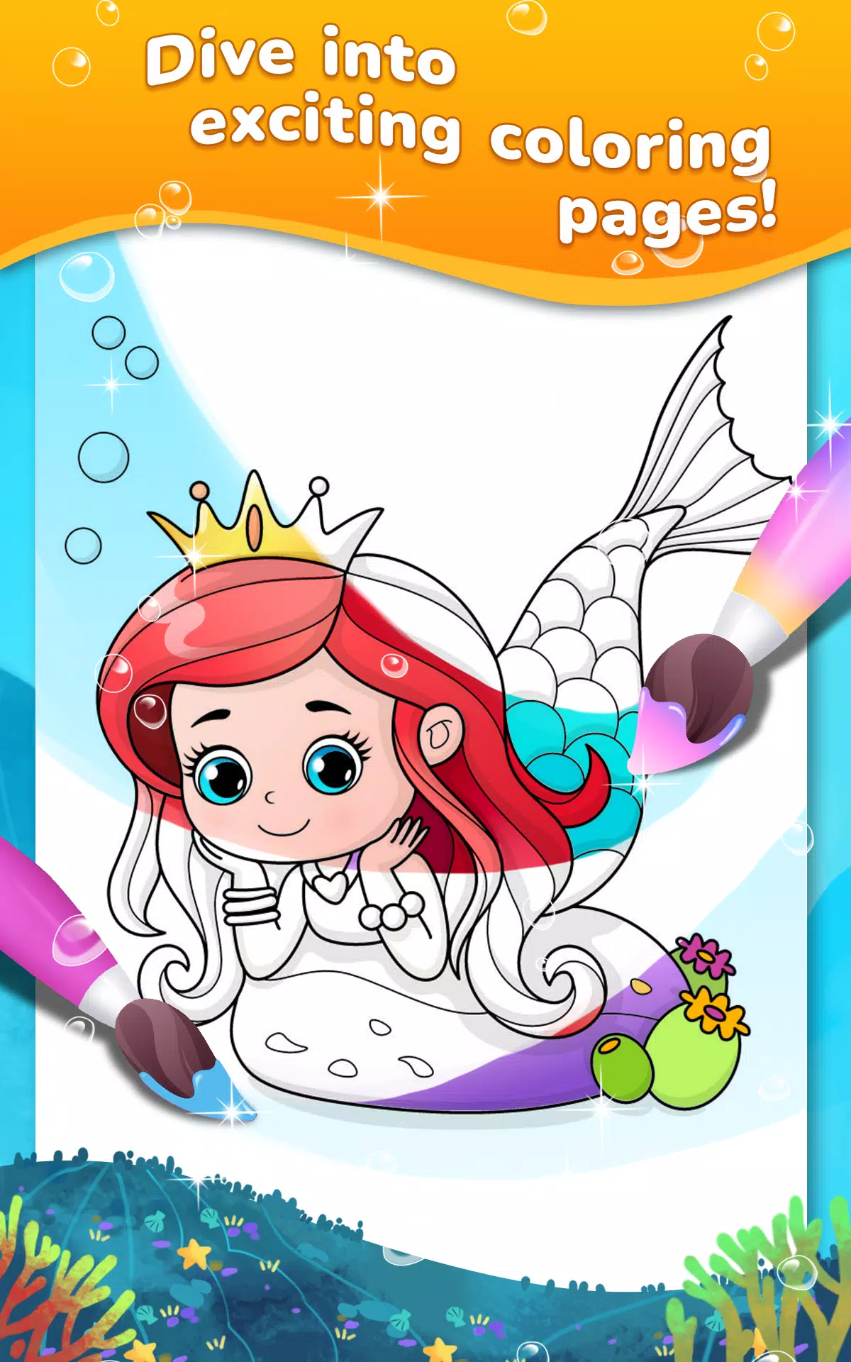 Mermaid coloring book gradient Ekran Görüntüsü 0