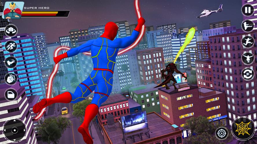 Spider Flying Rope Hero Games Tangkapan skrin 1