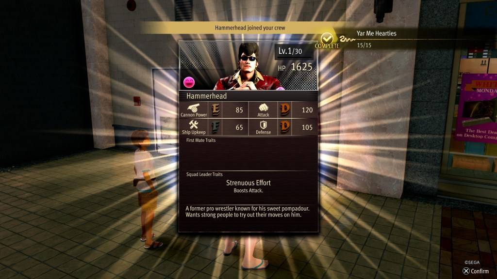 Ang potensyal na miyembro ng crew na Hammerhead sa tulad ng isang dragon: Pirate Yakuza sa Hawaii
