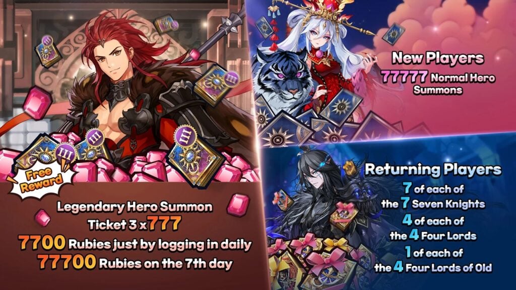 Sambutan bulan 7k: Tarik percuma dan rubi di Seven Knights Idle Adventure!