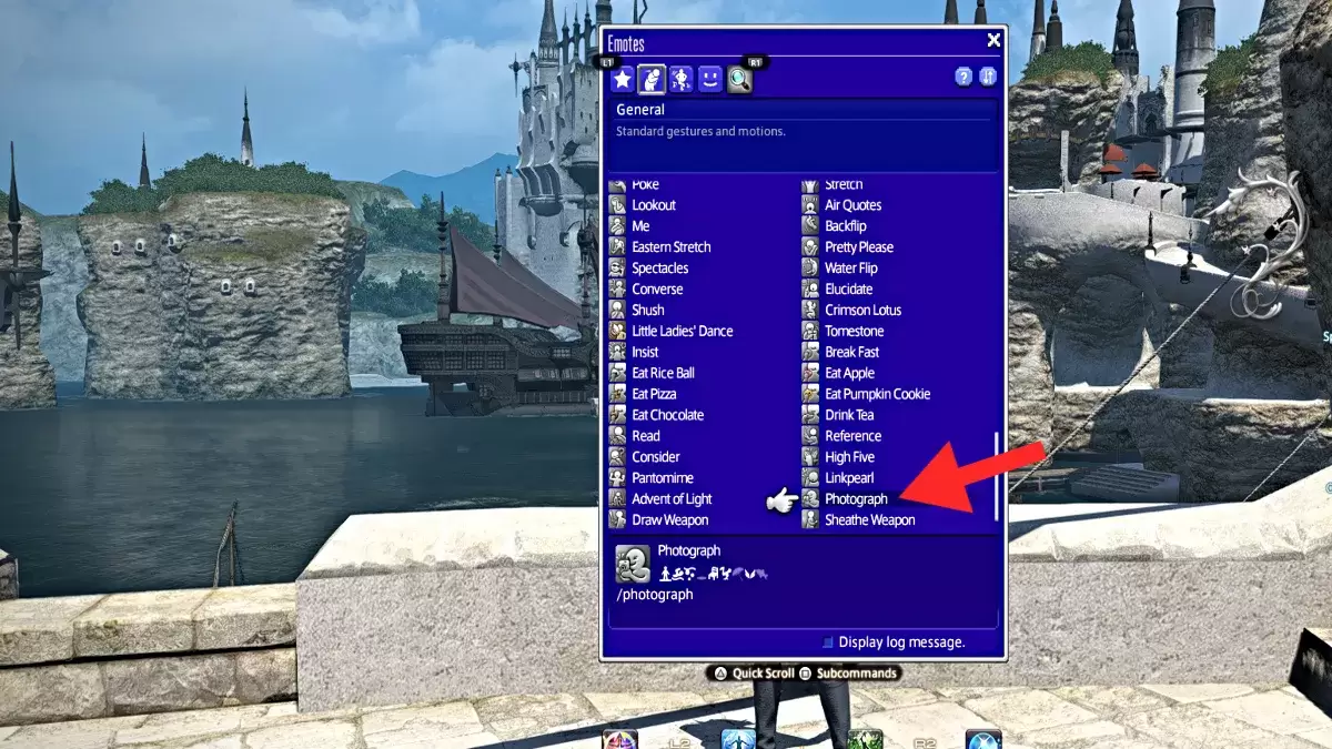 Screenshot della fotografia Emote in FFXIV