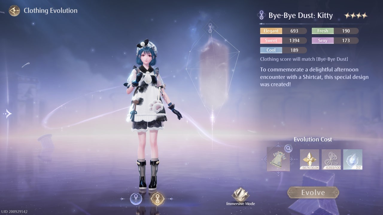 Évolution des vêtements à Infinity Nikki