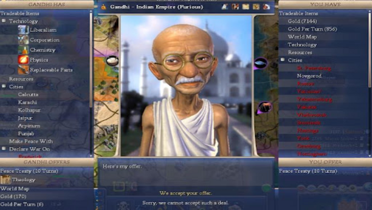 Civ 7 จะไม่มีคานธีไปนิวเคลียร์ แต่เขาเคยเหรอ?