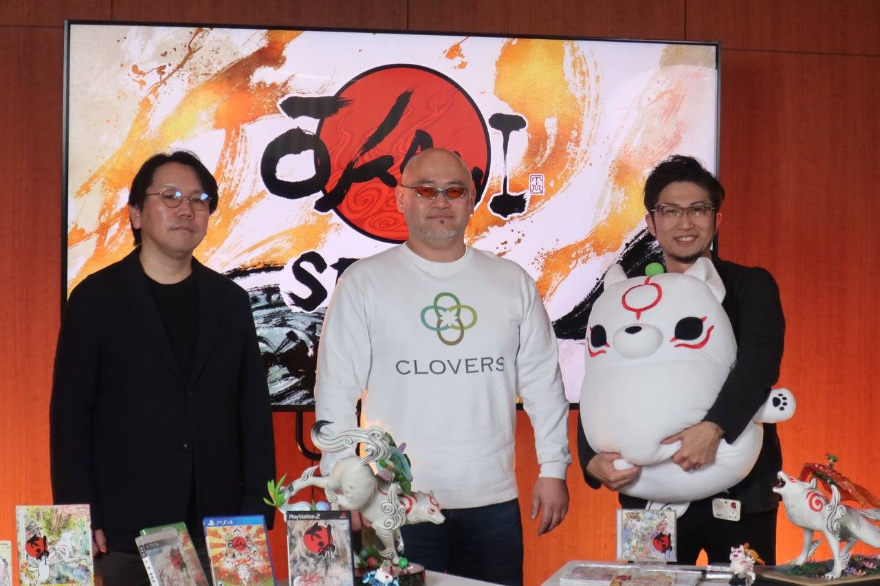 L-R: Kiyohiko Sakata, Hideki Kamiya, Yoshiaki Hirabayashi. Afbeeldingskrediet: IGN.