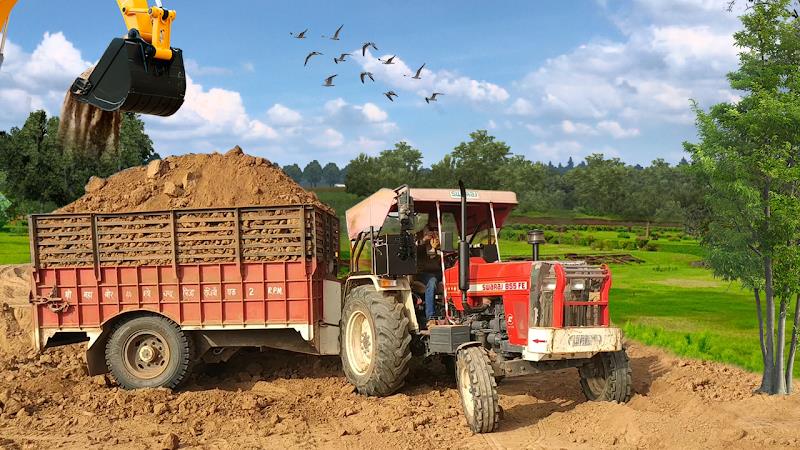 Indian Tractor Trolley Farming Captura de tela 1