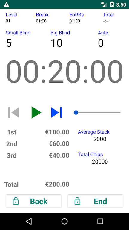 Easy Poker Tournament Timer Captura de pantalla 1