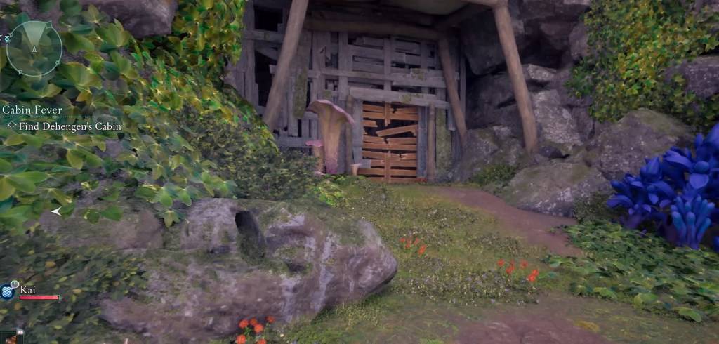 A close-up of the boarded-up area where the treasure chest is located.
