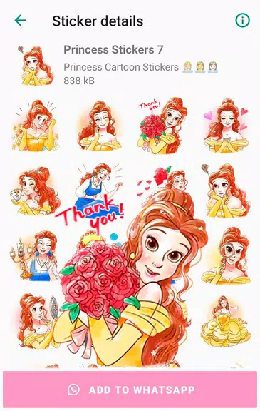 Princess Cartoon WAsticker Schermafbeelding 2