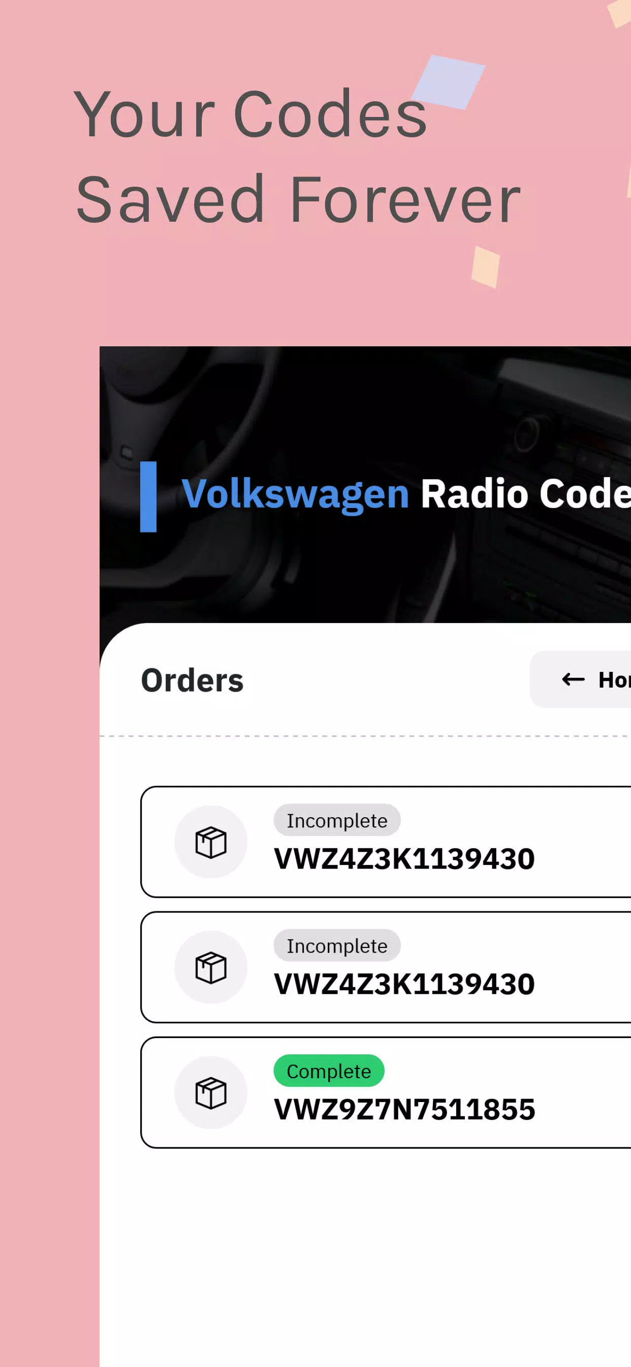 Schermata VW Radio Code Generator 3