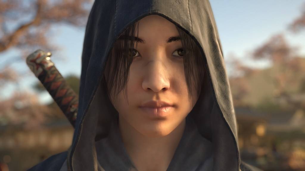 Assassin's Creed Shadows Naoe крупным планом как часть статьи о голосовых актерах.