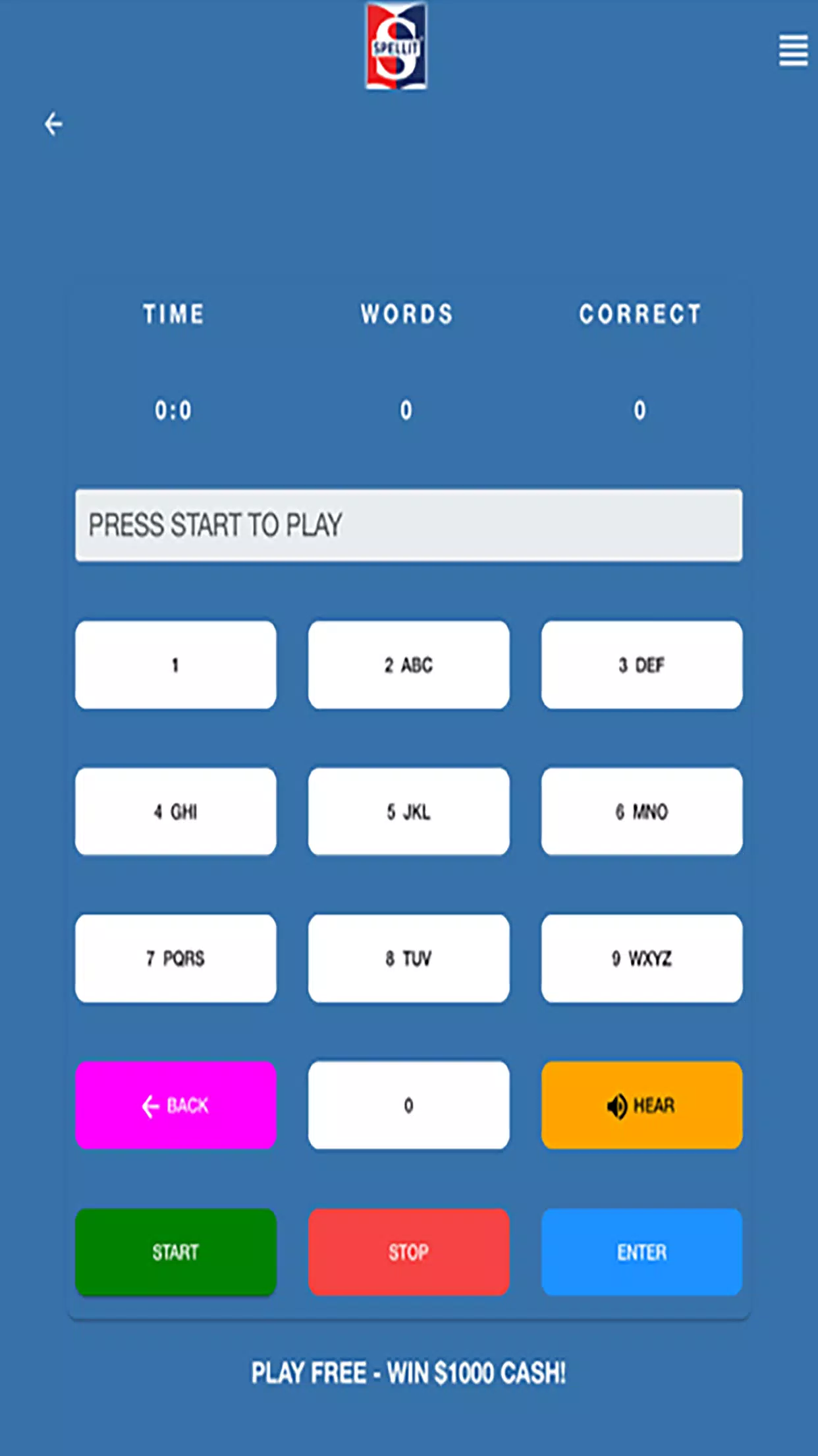 SPELLIT® SPELL WORDS WIN CASH 螢幕截圖 1