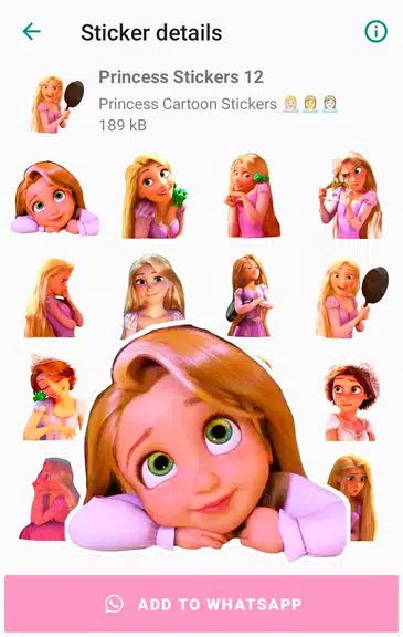 Princess Cartoon WAsticker स्क्रीनशॉट 0