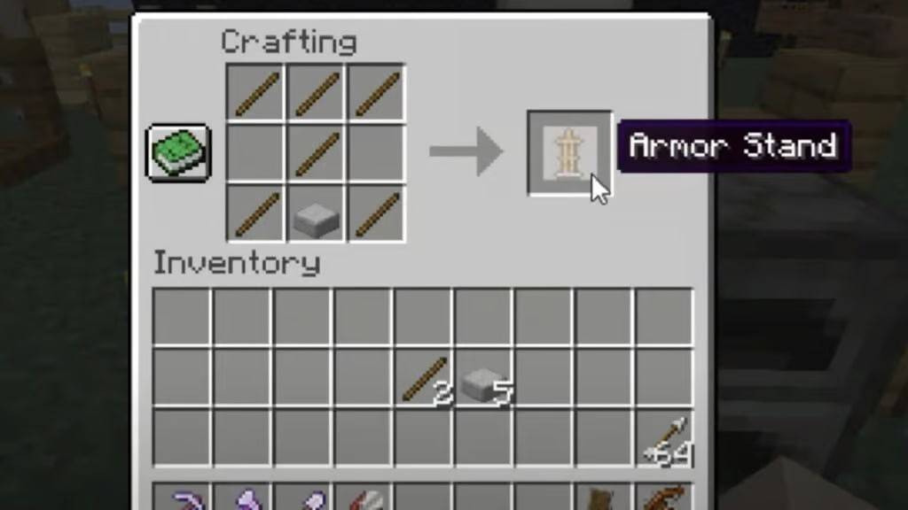 Armor stand crafting recipe in Minecraft