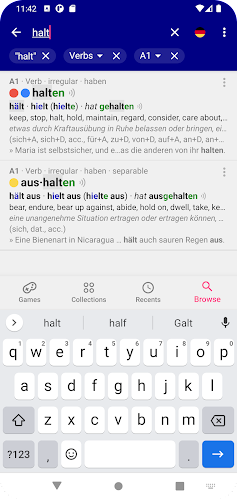 Verbs German Dictionary Ekran Görüntüsü 1