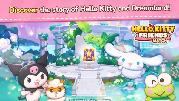 Kamusta Kitty Mga Kaibigan Match: Ang mga laro ng linya ay nagbubukas ng bagong larong puzzle