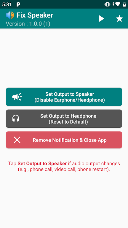 Fix Speaker - Disable Earphone Schermafbeelding 0