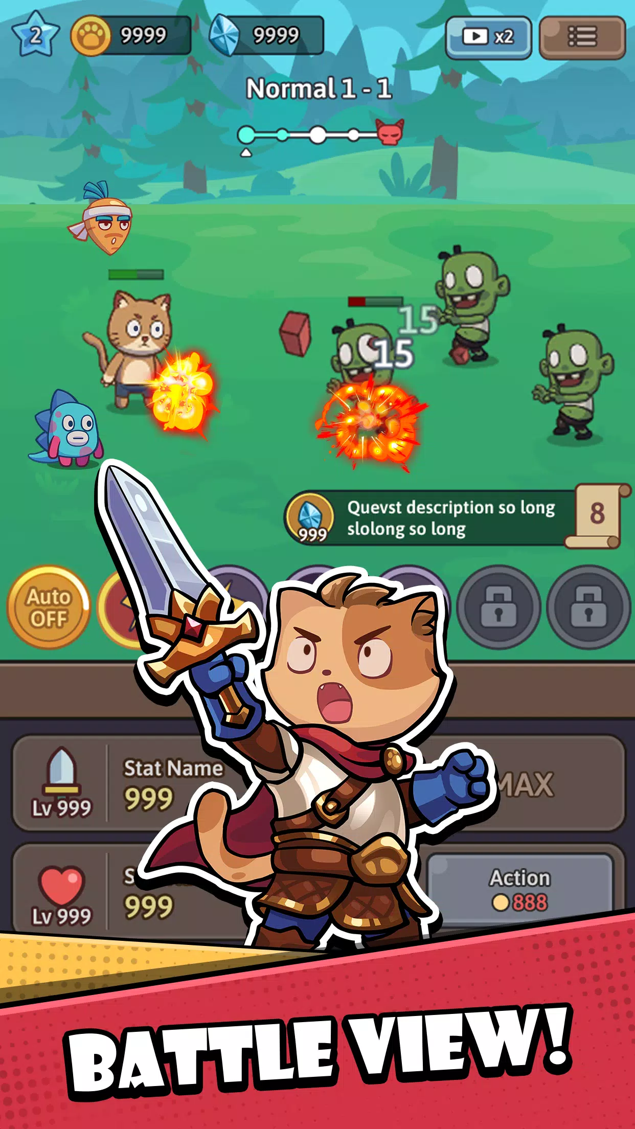 Cat Hero: Idle RPG War स्क्रीनशॉट 0