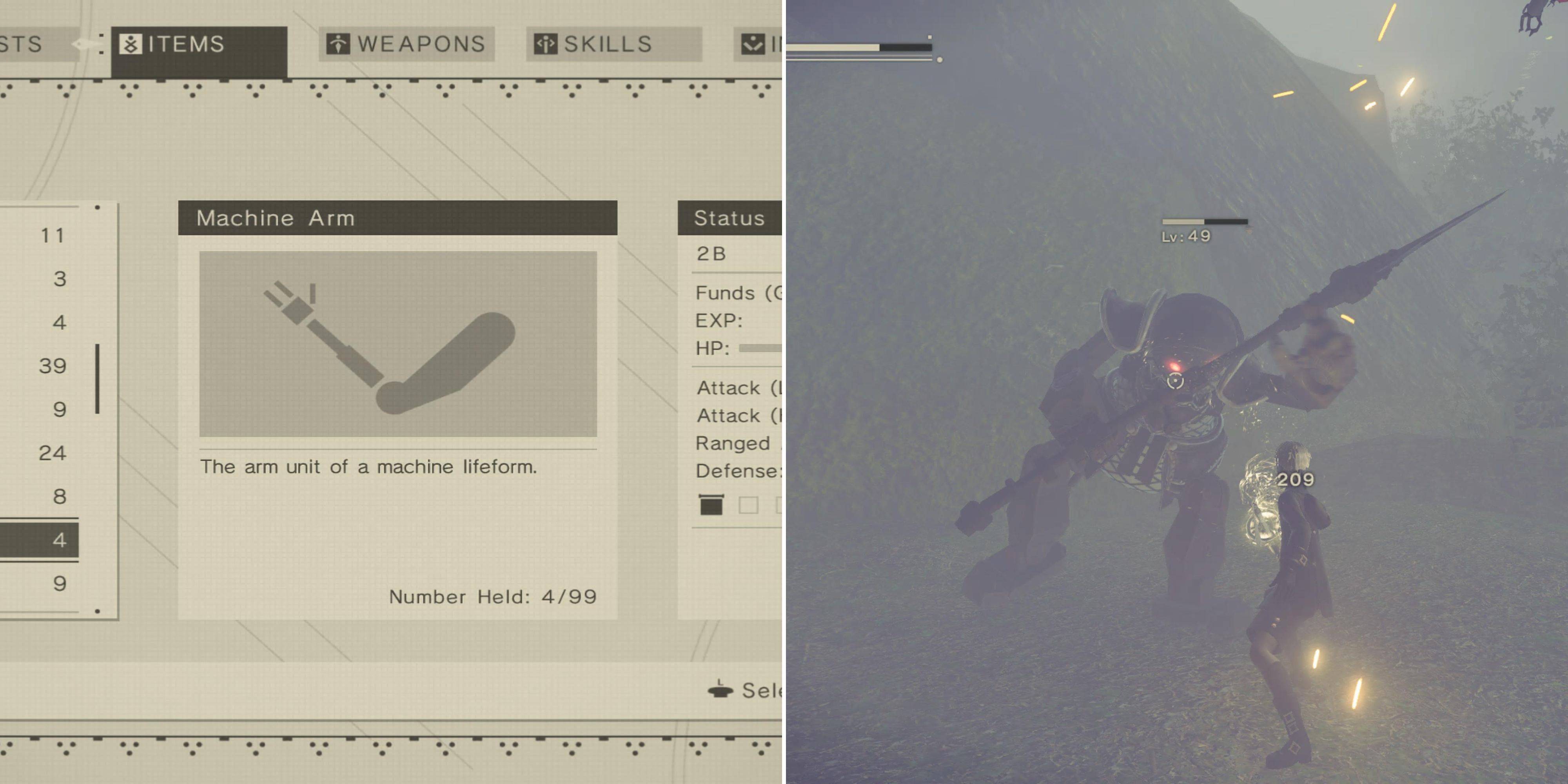 Locais de fazendas de armas mecânicas descobertas em NieR: Automata